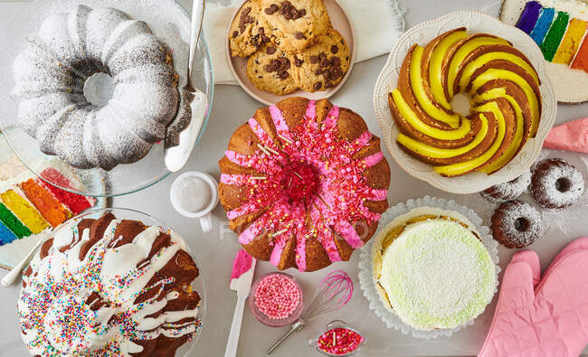 Торт шведский стол вид сверху — стоковое фото