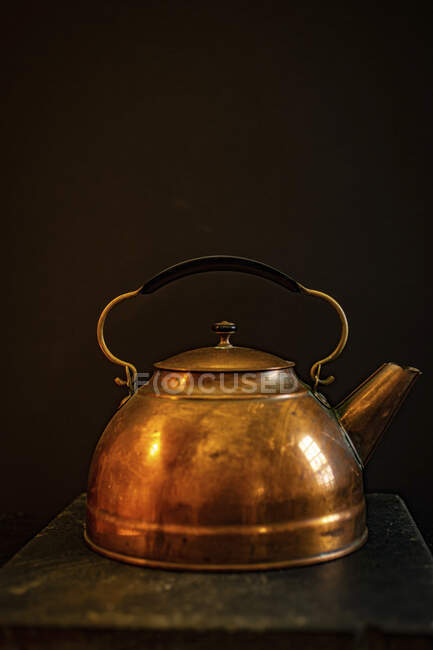 Tea pot on a black background — Stock Photo