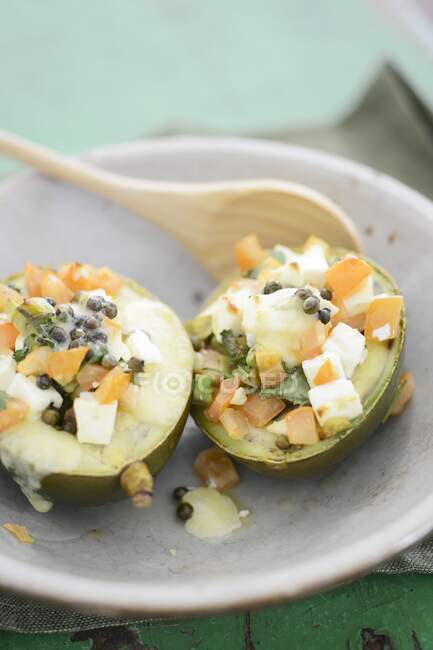 Stuffed avocados close-up view — Stock Photo