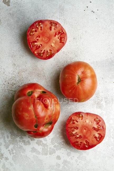 Tomatoes from biologically dynamic agriculture (top view) — Stock Photo