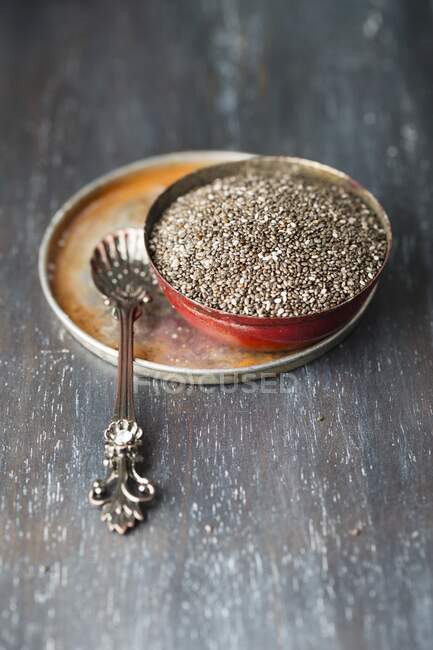 A bowl of chia seeds — Stock Photo