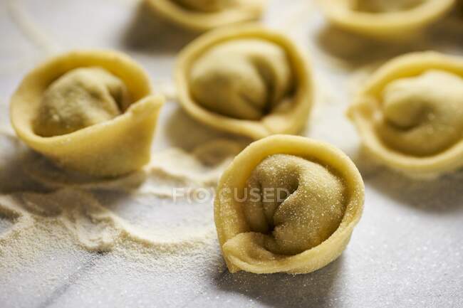 Homemade tortellini close-up view — Stock Photo