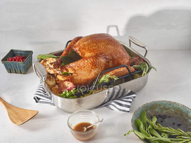 Roast turkey with herbs — Stock Photo