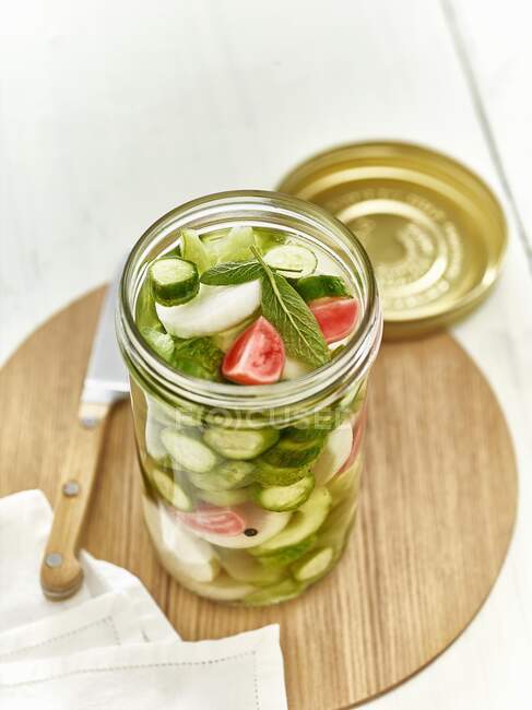Lacto fermented mini cucumbers with radish — стоковое фото