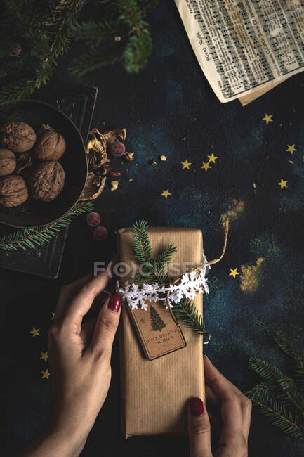 Christmas gift close-up view — Stock Photo