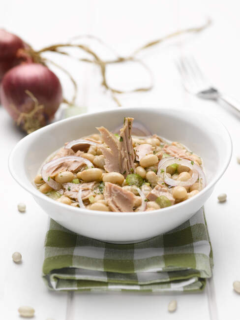 Tuna and Beans, fresh summer soup — Stock Photo