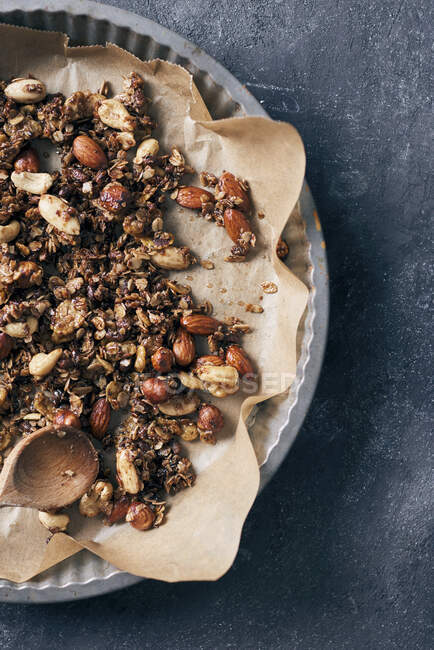 Homemade granola with nuts — Stock Photo