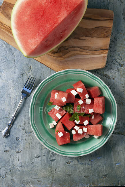 Fresh and juicy watermelon slices on a plate — Stock Photo
