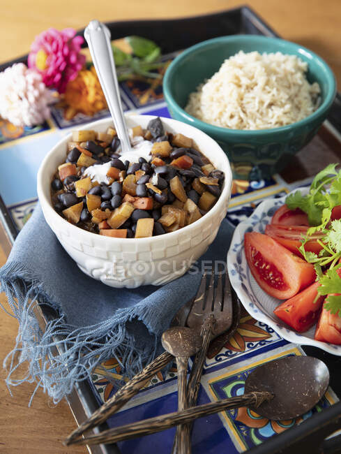 Stew with black beans — Stock Photo