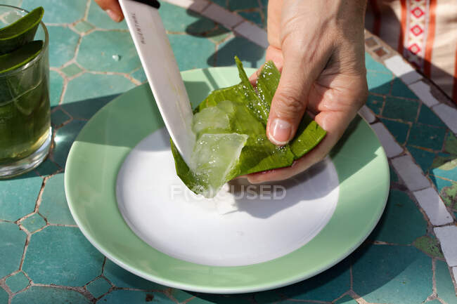 Aloe vera gel vue rapprochée — Photo de stock