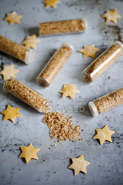 Bacon salt with pasta stars — Stock Photo