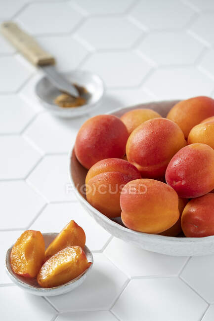 Abricots frais vue rapprochée — Photo de stock