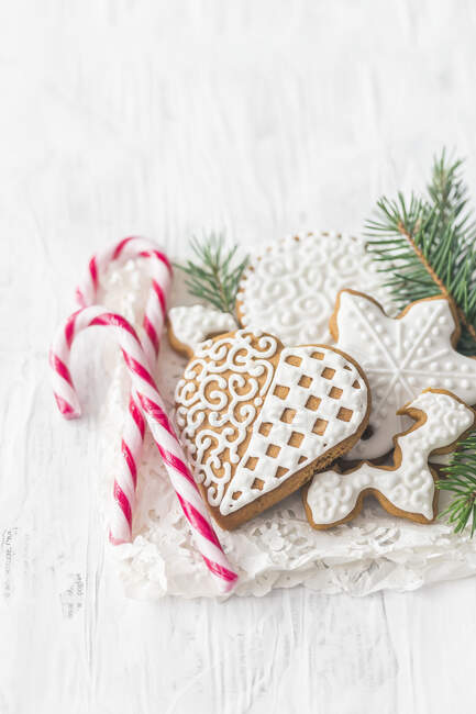 Gingerbread cookies with frosting — Stock Photo