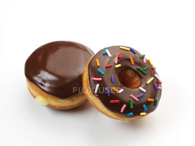 Doughnuts with chocolate icing — Stock Photo