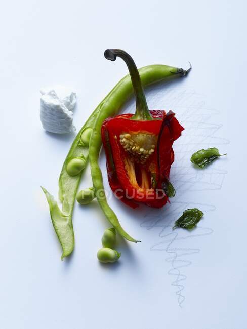 Ingredients for agnolotti pasta with broad beans — Stock Photo
