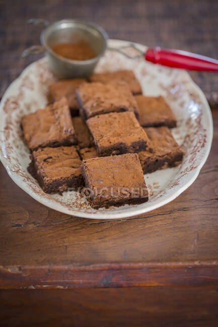 Brownies on plate close-up view — Stock Photo