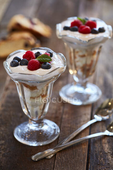 Ricotta cream with berries — Stock Photo