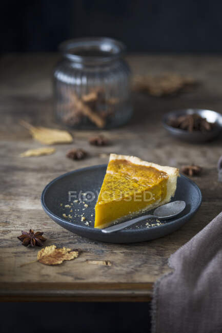A slice of pumpkin pie — Stock Photo