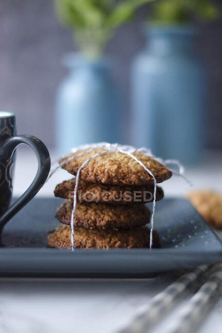 Swedish oat biscuits close-up view — Stock Photo