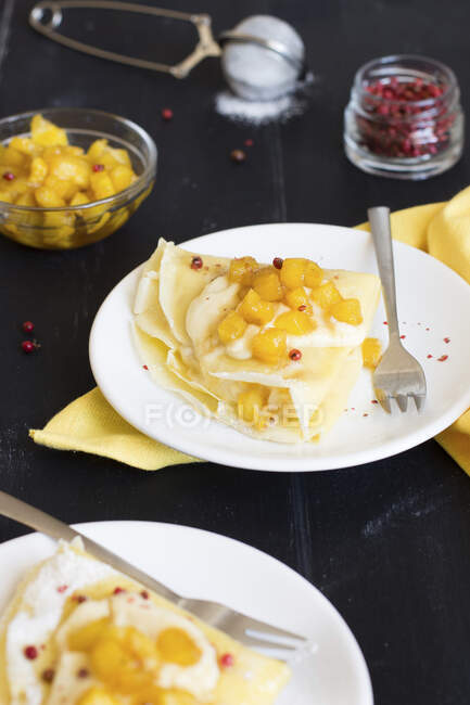 Pineapple crepes close-up view — Stock Photo