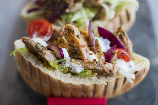 Greek Pita Sandwich close-up view — Stock Photo