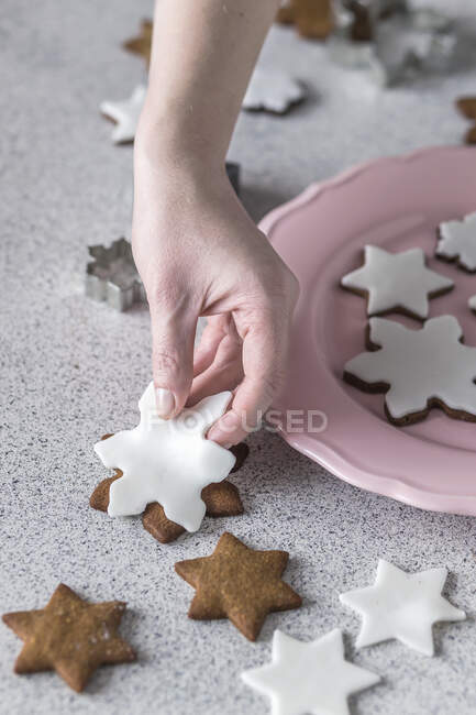 Gingerbread cookies with fondant icing — Stock Photo