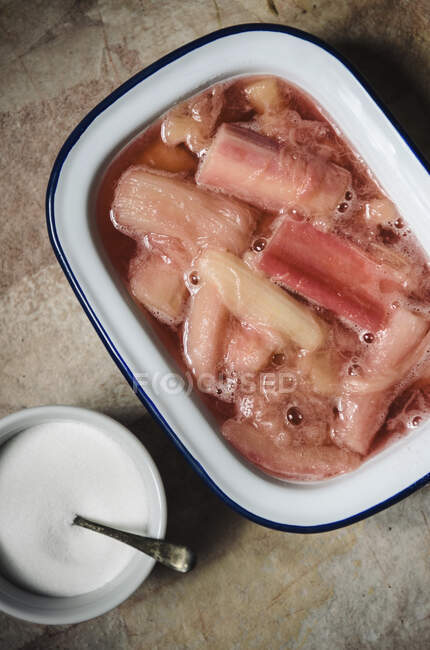 Rhubarbe cuite vue rapprochée — Photo de stock