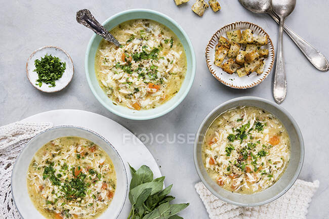 Итальянский куриный суп — стоковое фото