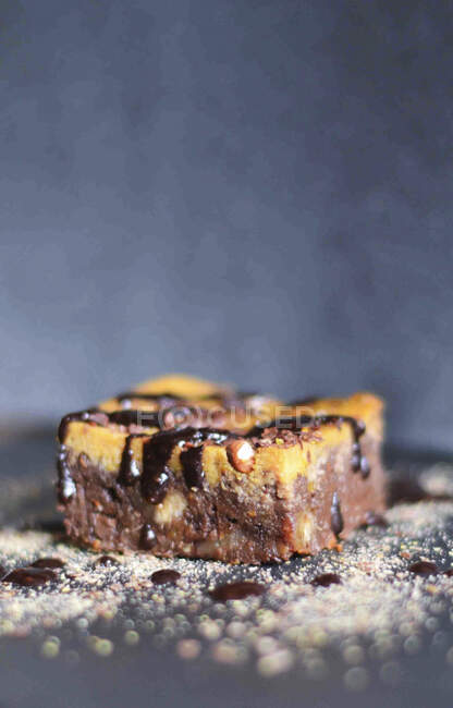 Kürbis-Brownie auf verschwommenem Hintergrund — Stockfoto
