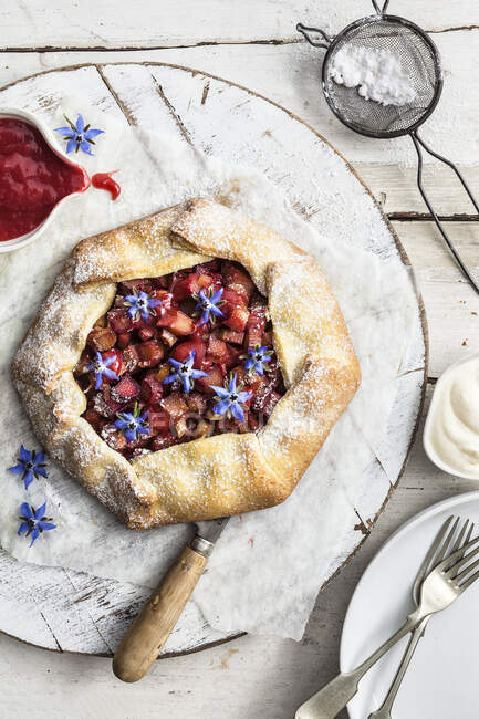 Rubarb and Ginger Galette with Rhubarb Coulis — стоковое фото