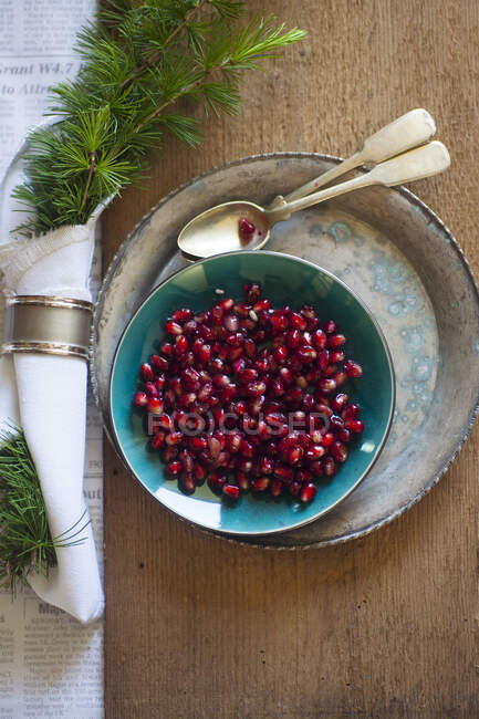 Pomegranate seed salad with feta cheese — Stock Photo