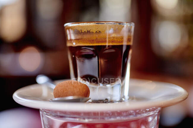 Expresso in glass close-up view — Stock Photo