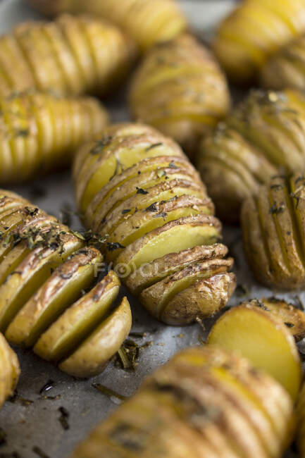 Жареная картошка Хасселбэк простая гарнир для барбекю — стоковое фото