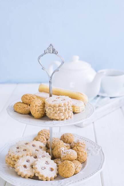 Different biscuits on a stand — Stock Photo