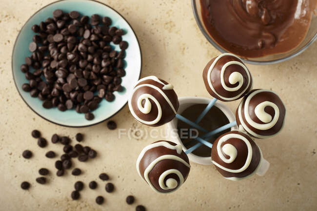 Chocolate chip cake pops — Stock Photo