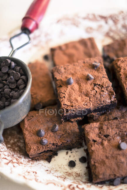 Vegan Brownies close-up view — Stock Photo
