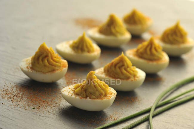Deviled eggs close-up view — Stock Photo