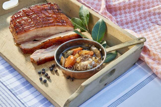 Pickled pork belly from the oven — Stock Photo