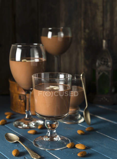 Vegan almond chocolate pudding — Stock Photo