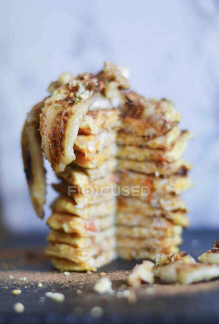 Banana grigliata Pancakes primo piano — Foto stock