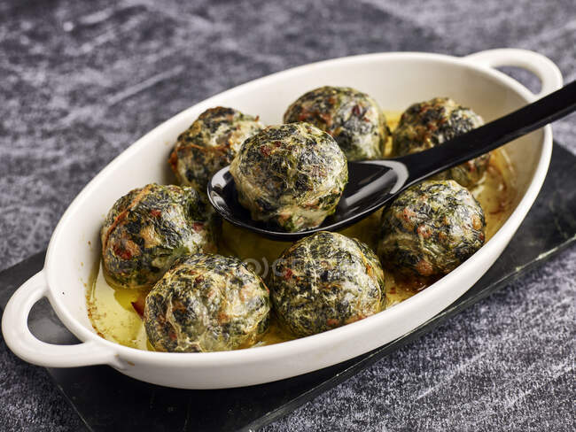 Baked chard dumplings close-up view — Stock Photo
