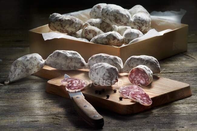 Bocconcini (salami) close-up view — Stock Photo