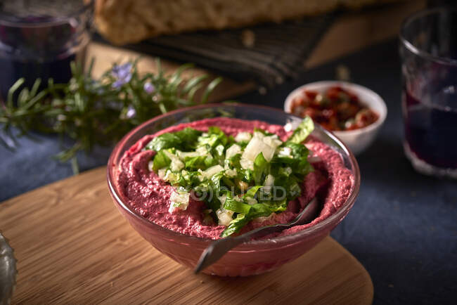 Beetroot cream with herbs — Stock Photo