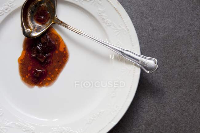 Salsa de vino tinto con zanahorias, cebolla y caldo de ternera - foto de stock