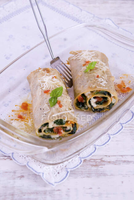 Kale cannelloni close-up view — Stock Photo