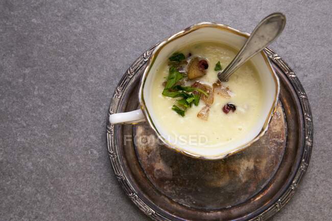 Zuppa di sedano con pancetta e pera — Foto stock