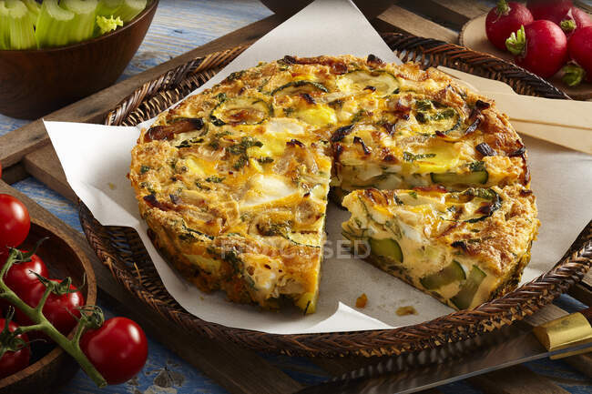 Courgette mint frittata close-up view — Stock Photo