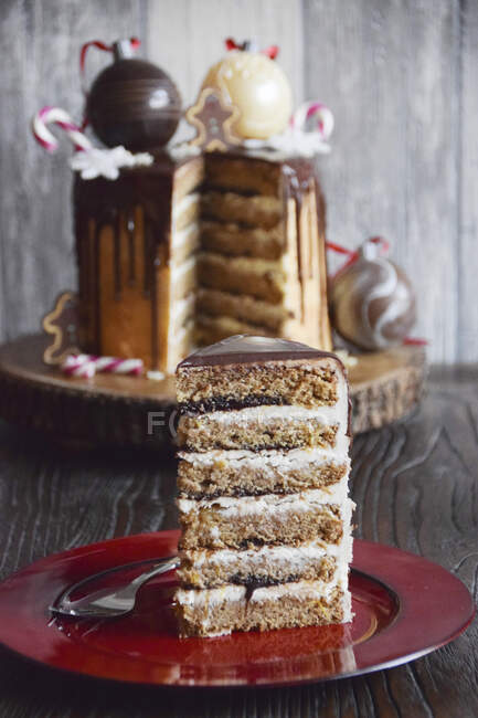 Christmas dripping cake closeup — Stock Photo