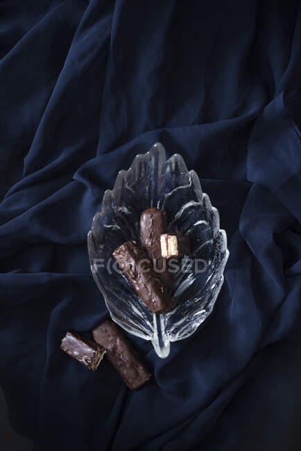 Dark chocolate covered wafers with nougat filling (vegan) — Stock Photo