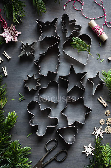Christmas biscuit cutters close-up view — Stock Photo